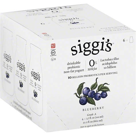 Siggis Yogurt Drinkable Probiotic Non Fat Blueberry Dairy