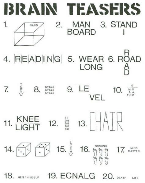 Answer Key Printable Brain Teasers With Answers
