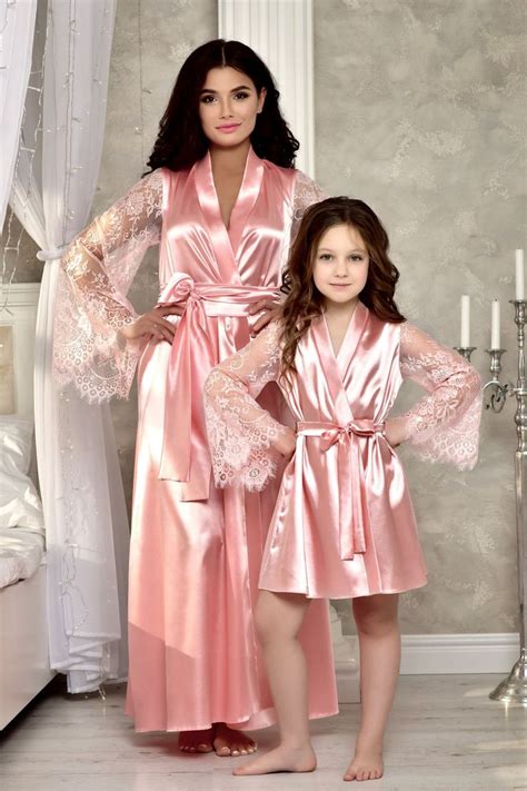 Blush Pink Junior Bridesmaid Satin Robe Flower Girl Kimono Etsy