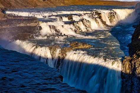 Gullfoss Waterfall View In Iceland In Europe Stock Image Image Of