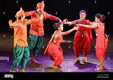 Traditional Indian Dancers Perform Tamasha Folk Dance Of Maharashtra