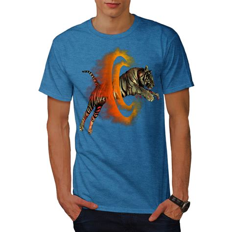 Wellcoda Tiger Portal Cool Mens T Shirt Flame Graphic Design Printed