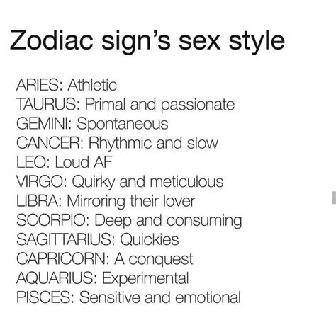 Zodiacs Sex Style Wattpad