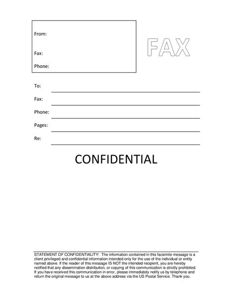 Free Confidential Fax Cover Sheet Template Printable Pdf