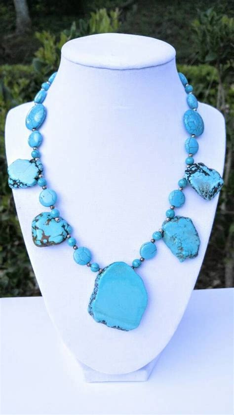 Items Similar To Chunky Turquoise Beaded Necklace Howlite Natural