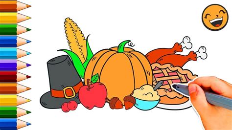 Easy Thanksgiving Drawing Ideas And Thanksgiving Coloring Page