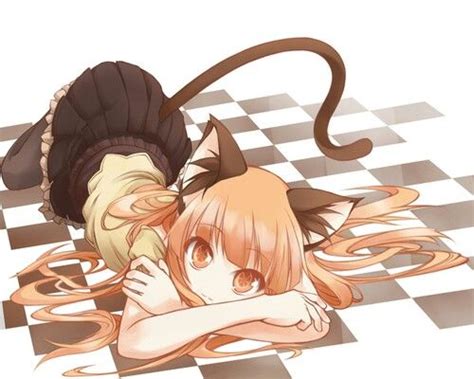 Anime Girl With Cat Ears And Tail Chibi