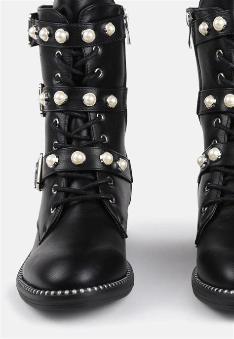 Black Studded Buckle Ankle Boots Missguided Ireland
