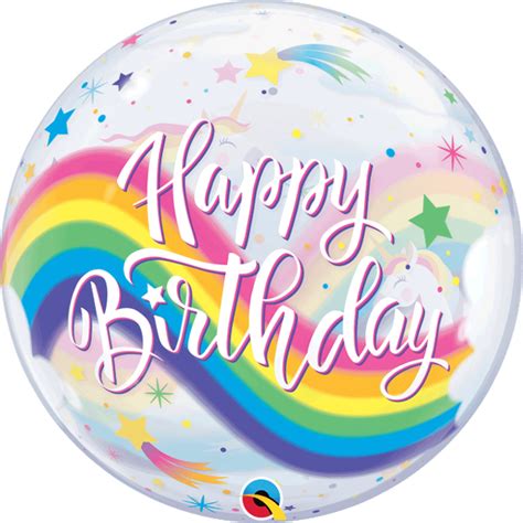 Happy Birthday Rainbow Unicorn 22 Bubble Balloon