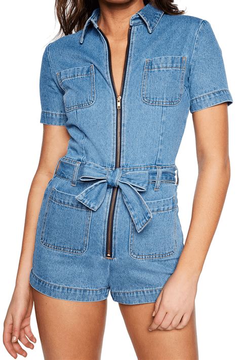 Denim Zip Romper Ladies Clothing And Playsuits And Jumpsuits Bardot