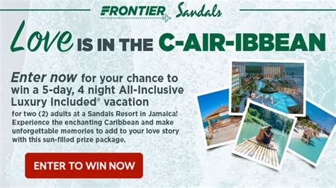 Frontier Airlines And Sandals Resorts Love Is In The Caribbean Sweepstakes