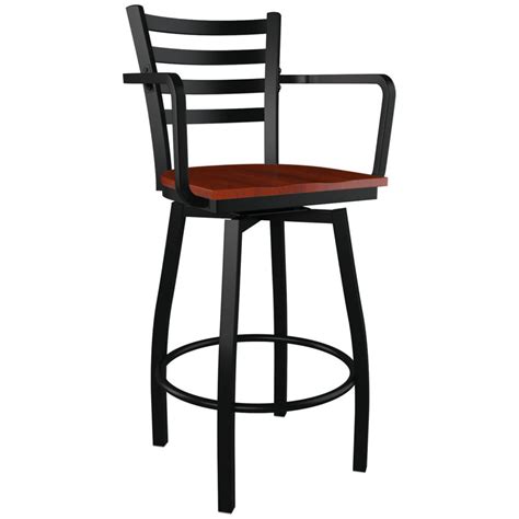 24″ black metal swivel counter stools set of 3. Swivel Ladder Back Metal Bar Stool with Arms