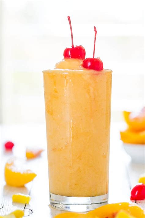 Tropical Peach Pineapple Alcoholic Slushies Recipe Averie Cooks