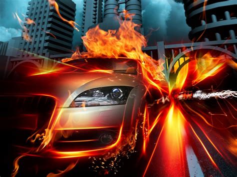 Auto Speed Fire Flame Wallpapers Photo 3811 Hd Stock Photos