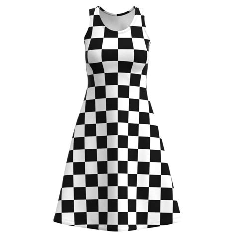Black And White Checkered Box Sleeveless Dress Eightythree Xyz Clothing