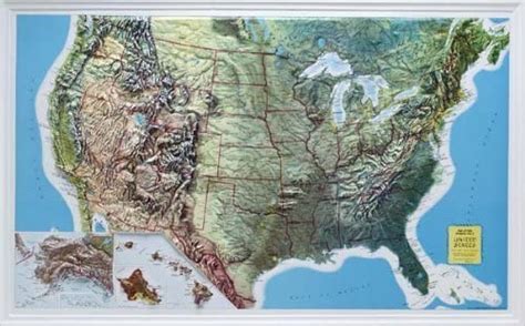 Jp Us Raised Relief Topographical Map 3d Rand Mcnally