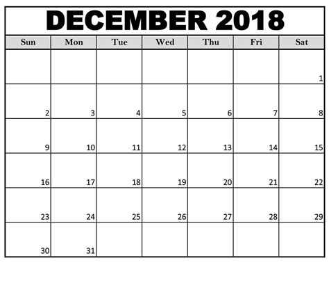 December 2018 Calendar | Printable calendar word, Blank calendar template, Calendar word