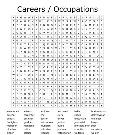 Careers Printable Word Search Puzzle Word Search Puzzle Word Search