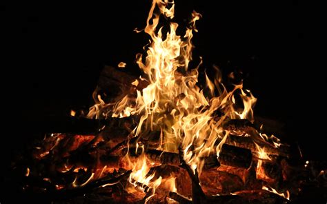 Download Wallpaper 3840x2400 Bonfire Fire Flame Firewood Coals 4k