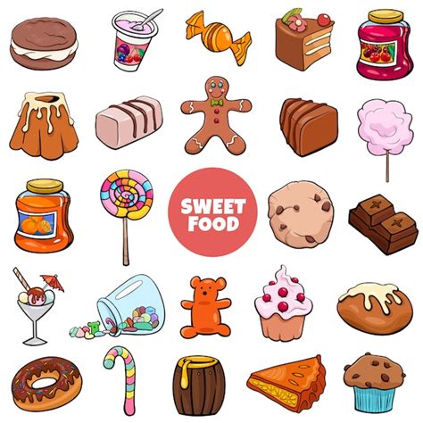 Premium Vector Cartoon Sweet Food Objects And Candies Set