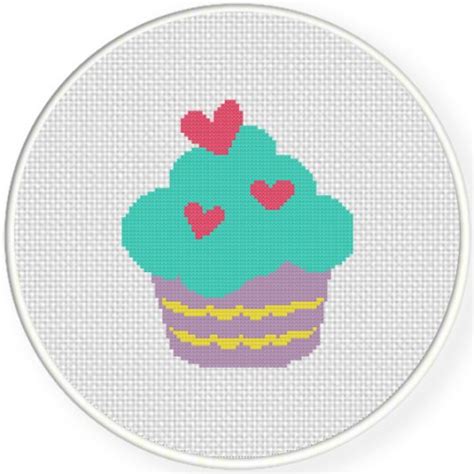 Use 2 strands of thread for cross stitch. Heart Cupcake Cross Stitch Pattern - Daily Cross Stitch