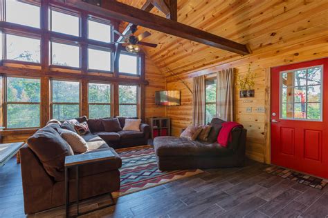 Living Area And Entrance Hideaway At Clear Sky Ridge Cabin Rentals Near