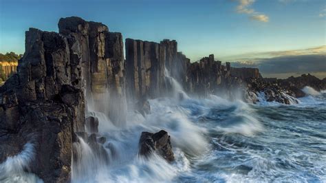 Nature Landscape Sea Waves Coast Long Exposure Cliff Rock