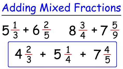 How To Add Mixed Fractions With Unlike Denominators Youtube