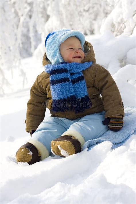 Baby In Winter On Snow Stock Photo Image Of Nice Soft 33774684