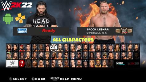 Wwe 2k22 Pspandroid All Characters Youtube