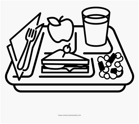 Transparent Food Tray Png School Lunch Clipart Black And White Png