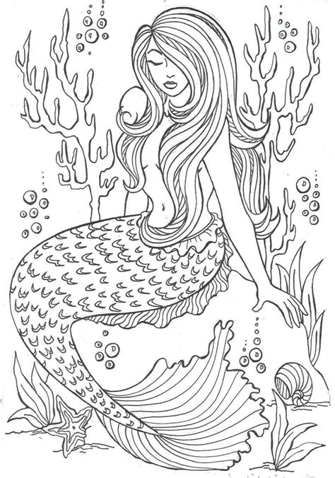 Realistic Mermaid Illustrations Undersea Coloring Sheets In 2020