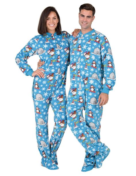 Footed Pajamas Footed Pajamas Winter Wonderland Adult Drop Seat Fleece Onesie Adult