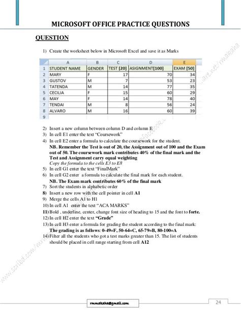 Practical Questions On Ms Excel Jago Office