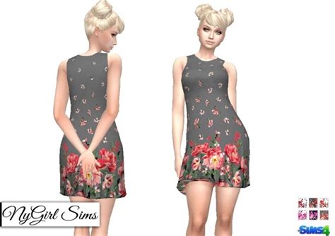 Sleeveless Floral Bordered Dress At Nygirl Sims Sims 4 Updates