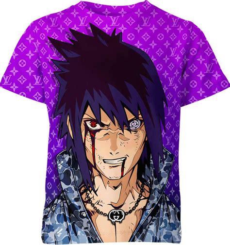 Sasuke Uchiha Bape Louis Vuitton Naruto Shirt Full Printed Apparel