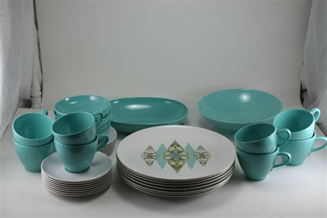 Vintage S Aqua Turquoise Melmac Dinnerware Set Prolon