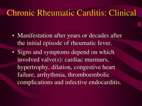 Patients with myocarditis have a clinical history of acute decompensation of heart failure, but they have no other underlying cardiac. PPT - Rheumatic Fever and Heart Disease PowerPoint ...