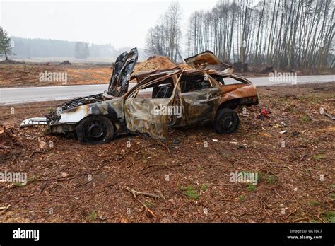 Burned Car Wreck Stock Photo Alamy