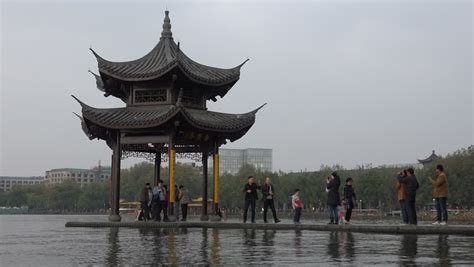 Chinese Pavilion On West Lake Xihu National Park In Hangzhou