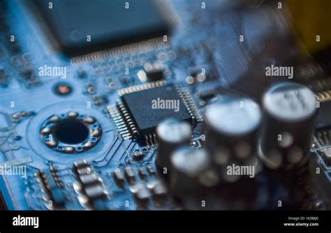 Computer Motherboard Micro Chip Circuit Close Up Stock Photo Alamy