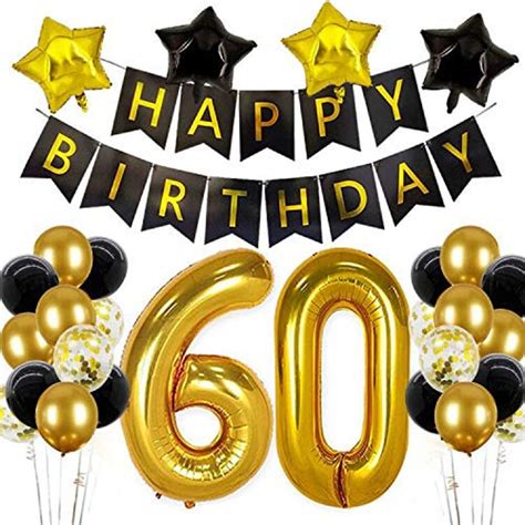 60th Birthday Party Decorations Black Gold Balloon Numbers Etsy
