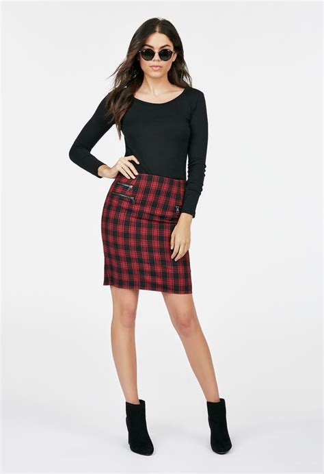 Plaid Pencil Skirt In Red Multi Get Great Deals At Justfab