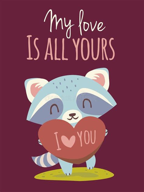 Raccoon With Heart Stock Vector Illustration Of Design 16579186