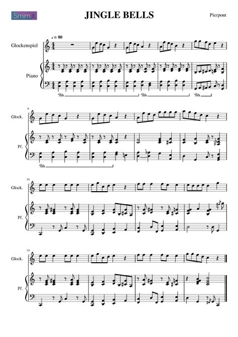 Free Sheet Music Pierpont James Jingle Bells Glockenspiel