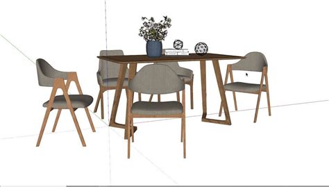 2797 Dining Table And Chair Sketchup Model Free Download Wooden