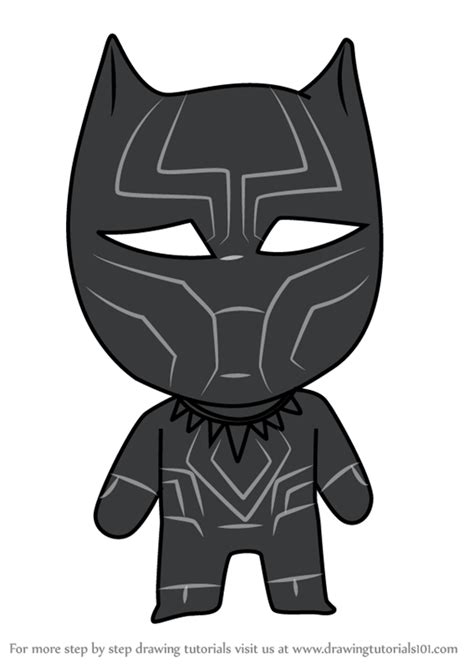 How To Draw Kawaii Black Panther Kawaii Characters Step By Step