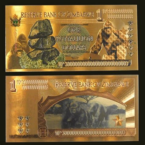 zimbabwe 1 millillion dollars gold foil banknote 100 trillion series ebay