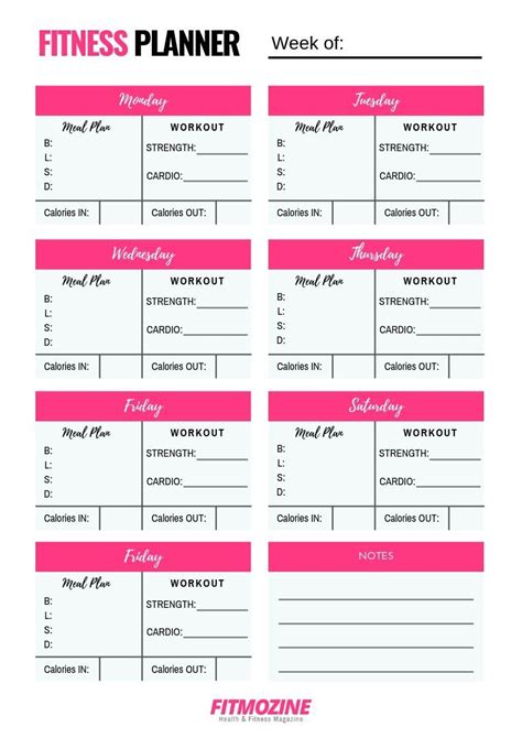 Don't worry, though, because unlike everyone else, you've actually got a fighting chance at achieving that chiseled, muscular physique. FREE Printable: Weekly Fitness Planner - FITMOZINE 💗 in ...