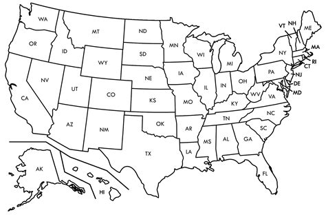 United States Map Unlabeled Printable Printable Us Maps